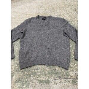 READ Club Room 100% Cashmere Sweater Womens L Gray V-Neck Pullover Jumper Preppy